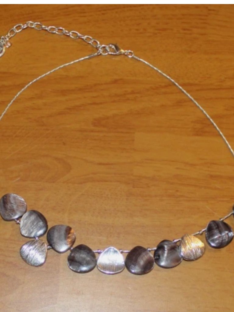 Dana Buchman Silver-Tone Iridescent Disc Statement Chain Necklace Jewelry 15$